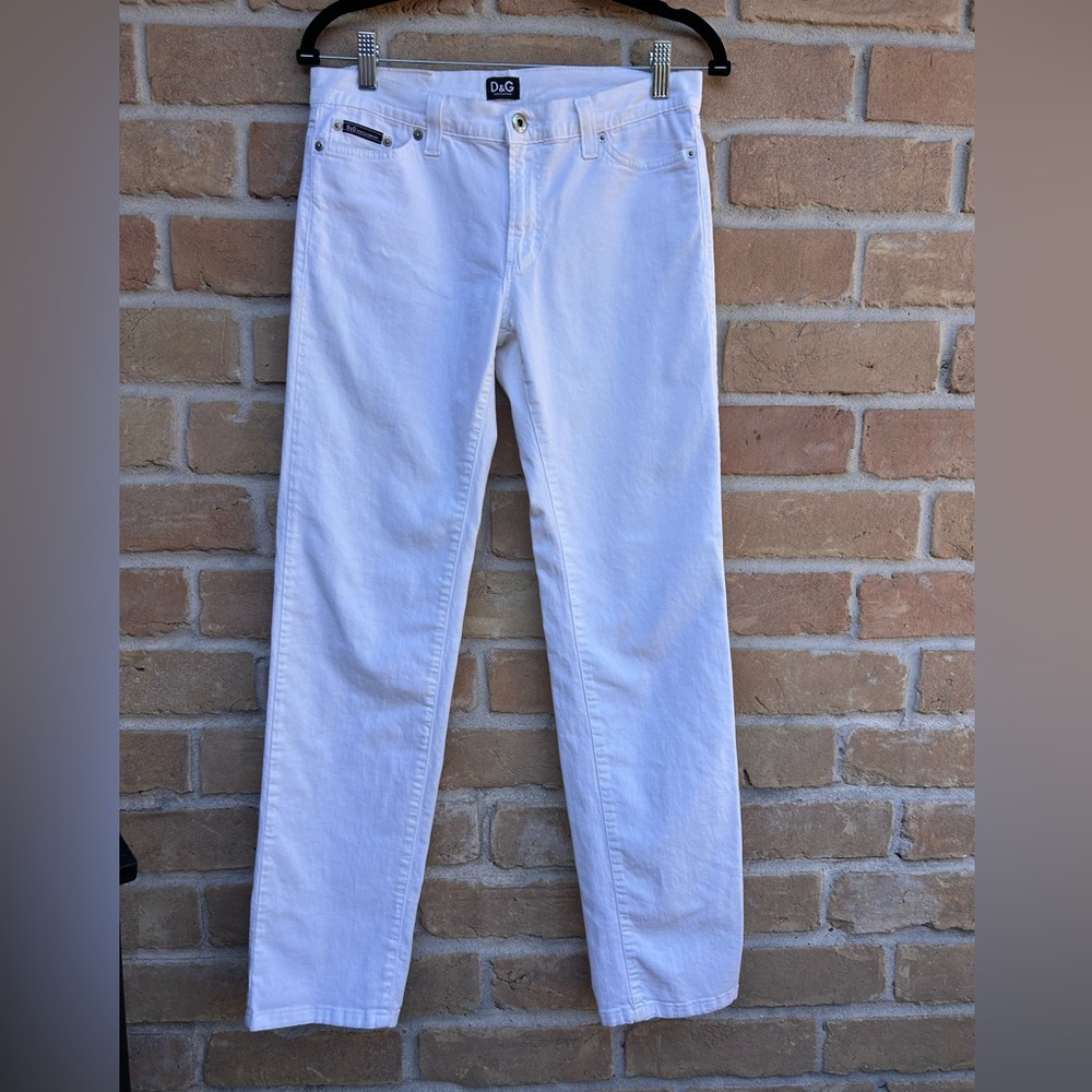 Y2k Vintage D&G Dolce & Gabbana White Denim Jeans Italy Ittierre Cigarette
